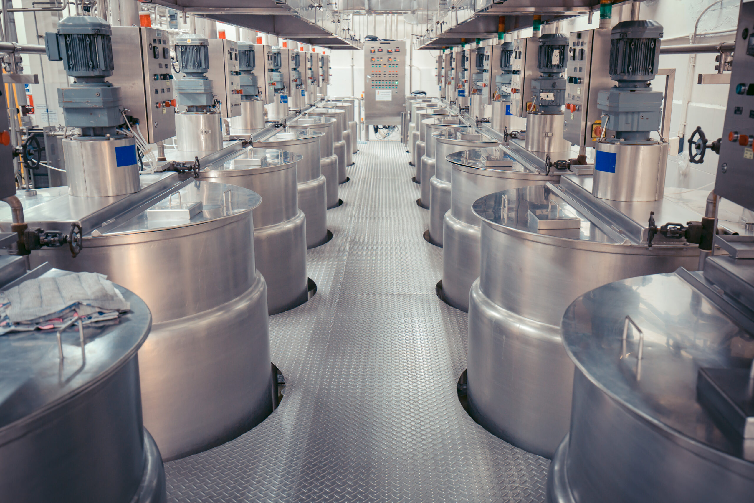 Modern coconut milk cellar with stainless steel tanks Modern coconut milk cellar with stainless steel tanks industry